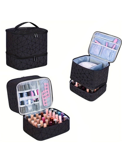 Women's Portable Double-Layer Nail Polish & Essential Oil Storage Bag – Multi-Function Organizer for Travel