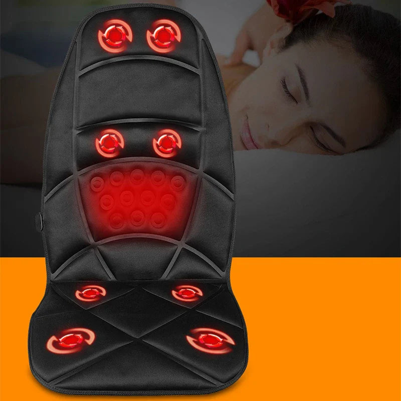 Electric Lumbar Massage Cushion | Car, Home & Office Heated Vibrating Neck & Back Pain Relief Pad