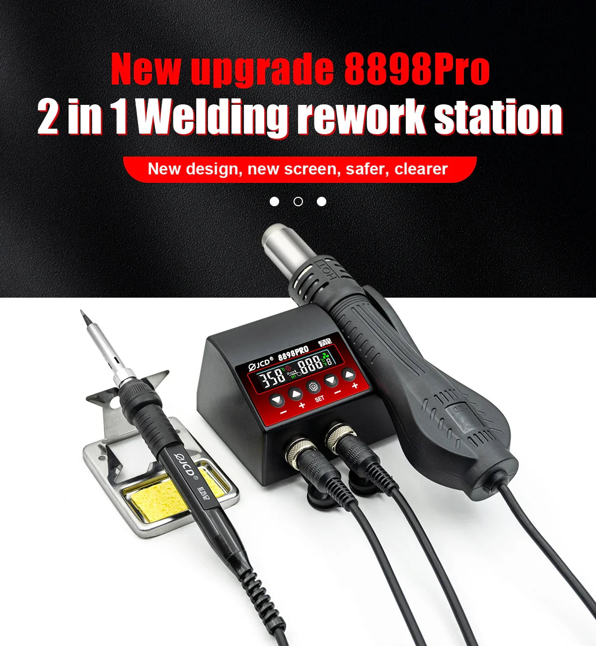 JCD 8898 2-in-1 Soldering Station 750W – Soldering Iron & Hot Air Gun for BGA SMD Phone Repair & Welding