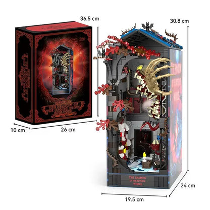 Upside Down Monster House Book Nook Kit - 3D Building Block Puzzle with LED Lights for Kids & Collectors