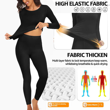 Winter Women's Thermal Underwear Set: Long-Sleeved Top and Trousers - Warm Lingerie 2-Piece Seamless Long Johns