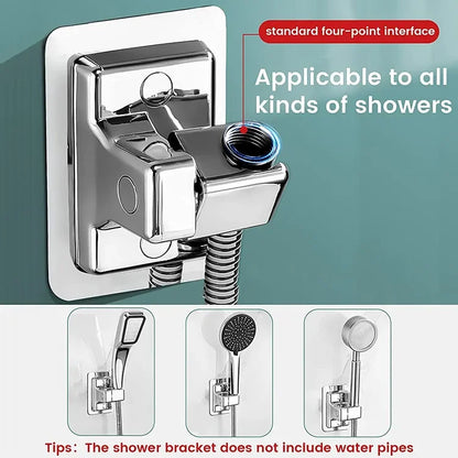 ABS Wall-Mounted Shower Head Holder – Self-Adhesive, Adjustable & Rotatable Handheld Bracket for Bathroom Accessories