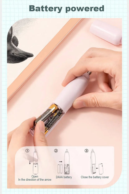 Deli Electric Eraser Pen — Automatic Sketch & Drawing Eraser with Refill Batteries for Kids