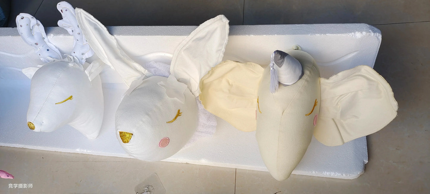 Handmade 3D Felt Animal Heads — Elephant & Swan Wall Hanging Decor for Nursery & Kids’ Bedroom