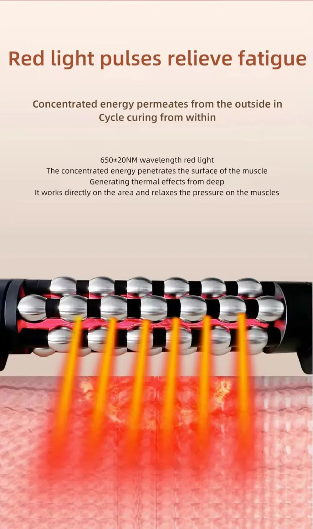 Red Light Heated Massage Device – 360 Rotating Muscle Relaxation Roller for Full Body & Anti-Cellulite Treatment