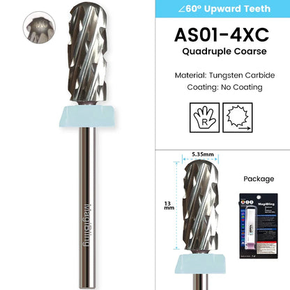 Gold Tungsten Carbide Nail Drill Bits – Large Barrel Milling Cutter, Pro Reversed Durable Grinding & Polishing Tools Accessories 4XC