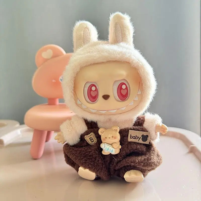17cm Labubu Doll Clothes — Mini Outfit Accessories for K-Pop EXO I & II Dolls | Sitting Party Overalls Gift
