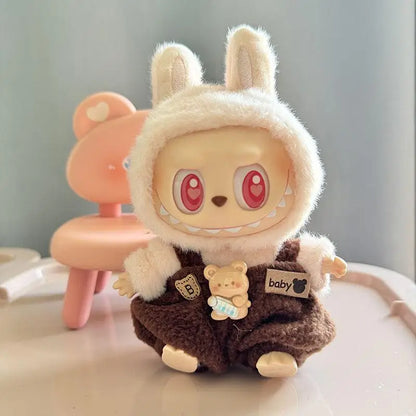 17cm Labubu Doll Clothes — Mini Outfit Accessories for K-Pop EXO I & II Dolls | Sitting Party Overalls Gift