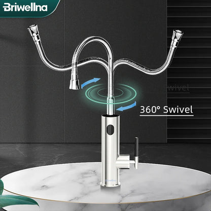 Briwellna 2-in-1 Electric Water Heater Faucet - Stainless Steel Universal Spout Kitchen Tap, 220V Heating Tap