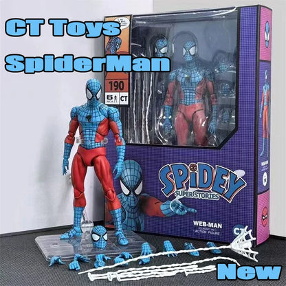 CT Toys Spider-Man Action Figure — Mafex 190 Web Man, SHF 185 Spider & Miles Morales 2099 Anime Model Toy