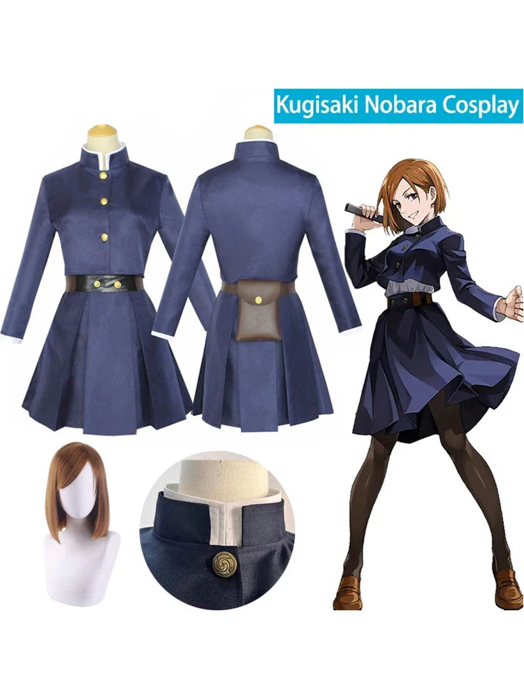 Anime Jujutsu Kaisen Cosplay Costume — Kugisaki Nobara Tattoo Girl’s Full Uniform Dress Set