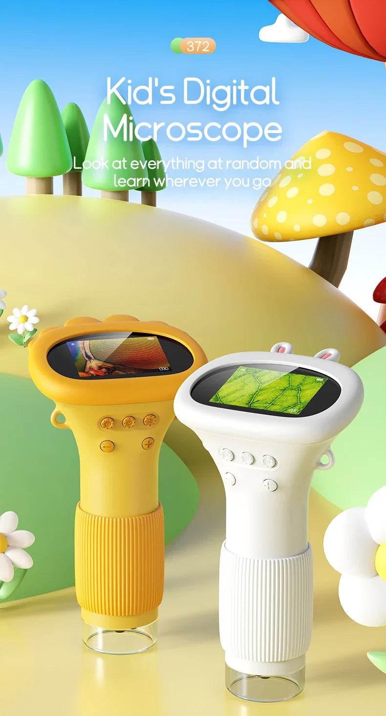 2.0 Inch Mini Pocket Microscope - 1000X Handheld Kids Science Experiment Tool, Outdoor STEM Toy for Children