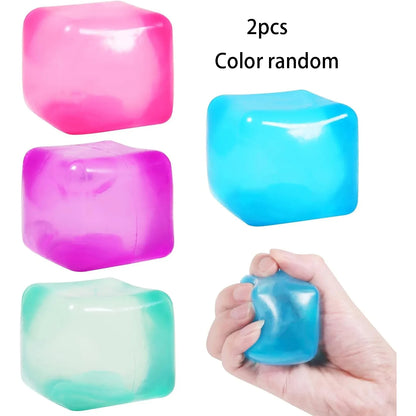 High-Density Gel Ice Cube Stress Ball – Square Squishy Sensory Toy for Anxiety Relief & Decompression Squeeze Toy