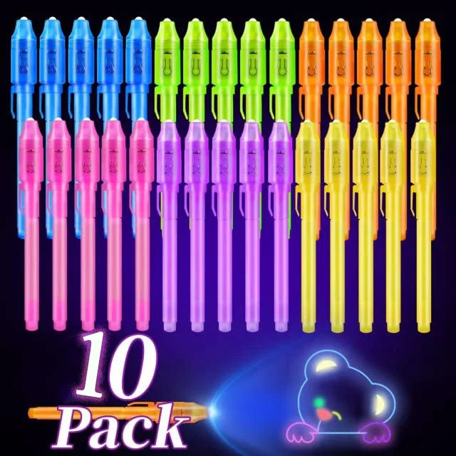10pcs Invisible Ink Magic Pens – UV Light Disappearing Ink for Kids, Party Favors, Classroom Prizes & Secret Messages