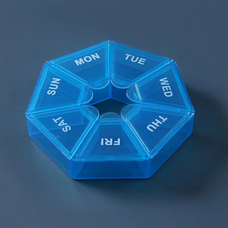 7 Day Weekly Pillbox – Tablet Holder & Medicine Organizer with Color-Coded Compartments