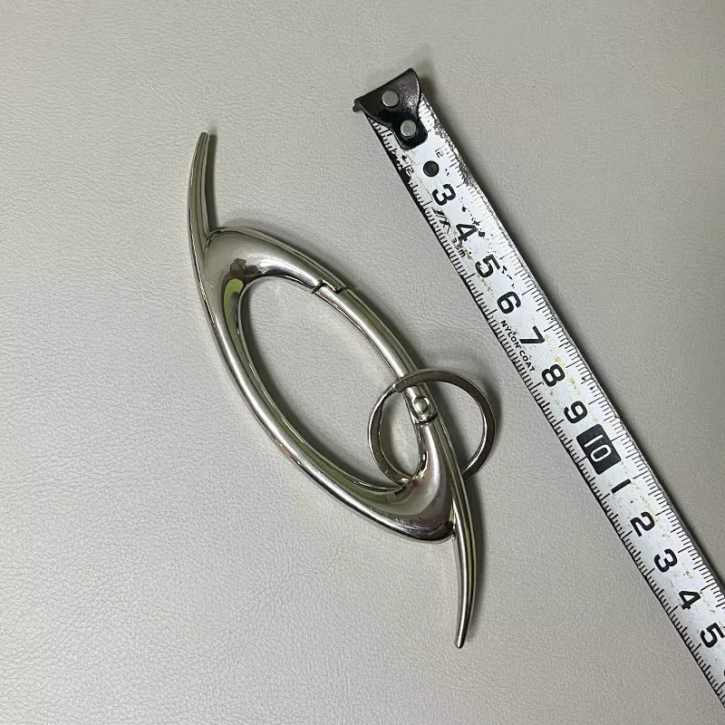 Unisex Essential Belt Icon Carabiner Keychain – Blackout Oval Solid Buckle for Men & Women Bag Accessories