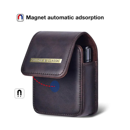 Premium Leather Samsung Galaxy Z Flip 5/4/3/5G Case - Magnetic Phone Bag with Fashion Holster, Luxury Waist Belt Pouch for Men