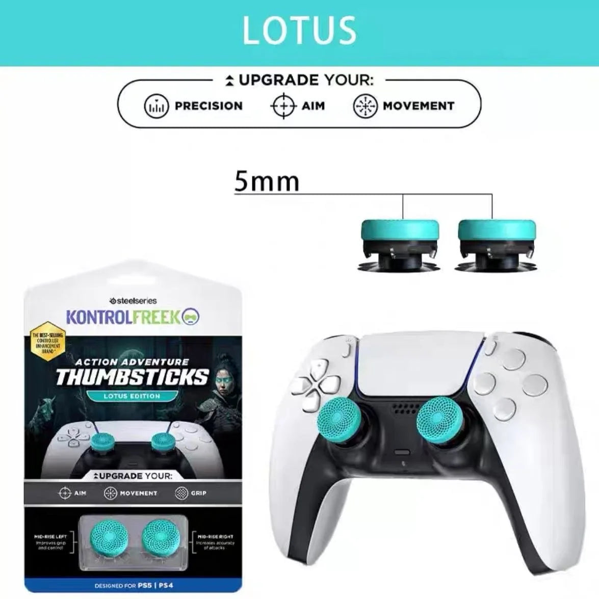 Freek Galaxy FPS Analog Stick Extender for PS4 & PS5 Controller – High-Rise Silicone Game Joystick Performance Cap