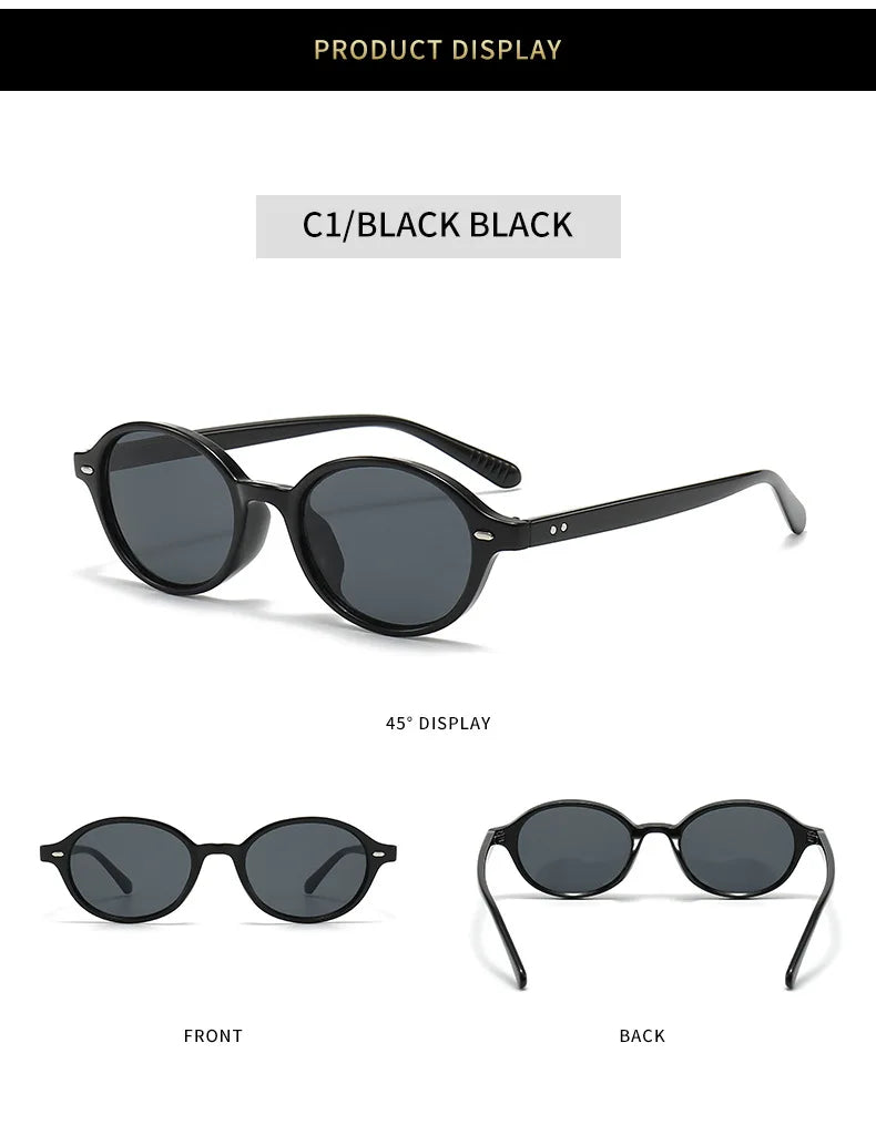 Retro Small Oval Sunglasses for Women & Men – Rivet Detail Luxury UV400 Fashion Eyewear Brand Oculus Gafas
