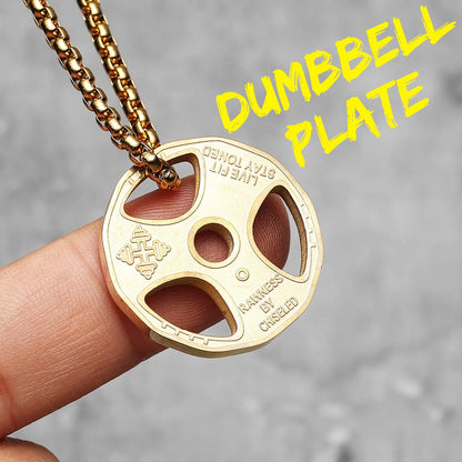 Messi, Ronaldo, Mbappé Football Jersey Necklace – Stainless Steel Dumbbell Pendant Chain for Men, Punk Gym Style