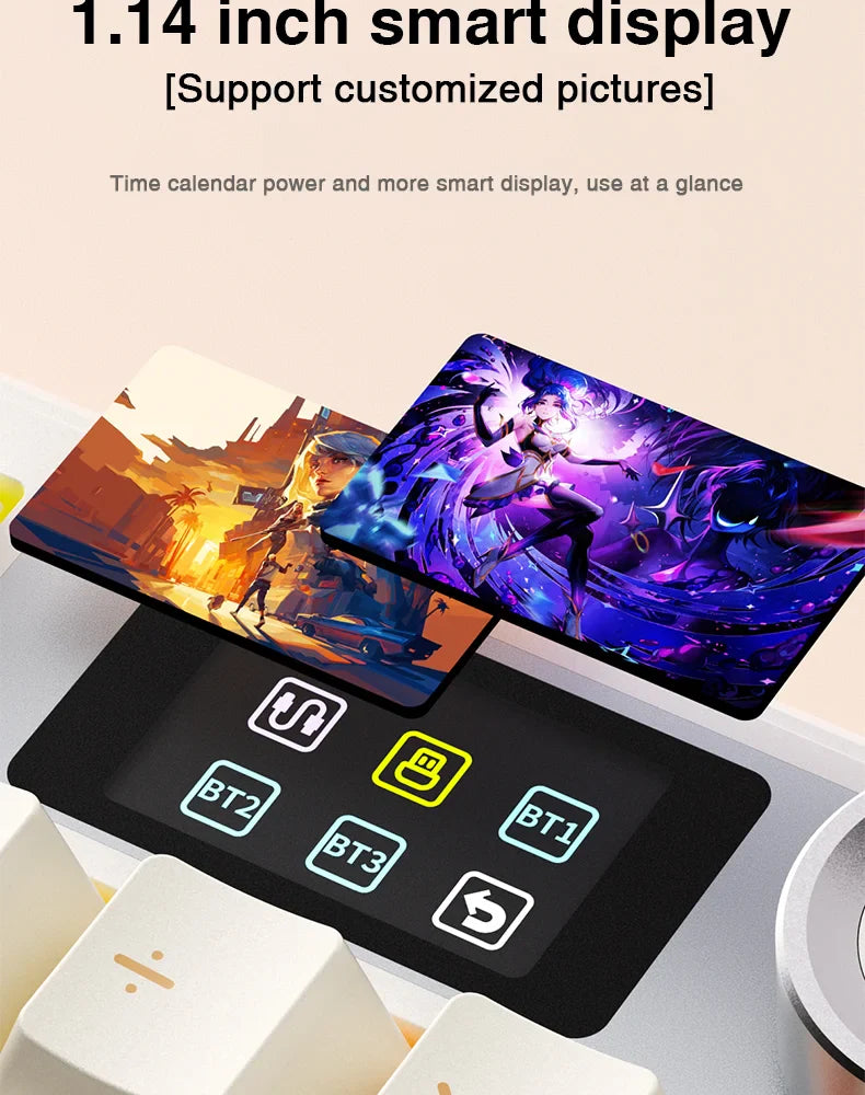 AULA F108 Pro Full-Size Gaming Keyboard – Wireless Bluetooth, Hot-Swappable Gasket Mount, Macro Keys, TFT Smart Display