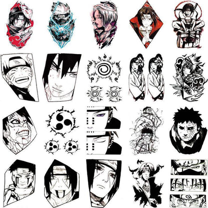Naruto Temporary Tattoo Stickers — 5/10/20 Pcs Waterproof Anime Body & Arm Art for Cosplay (Sasuke, Itachi, Uzumaki)