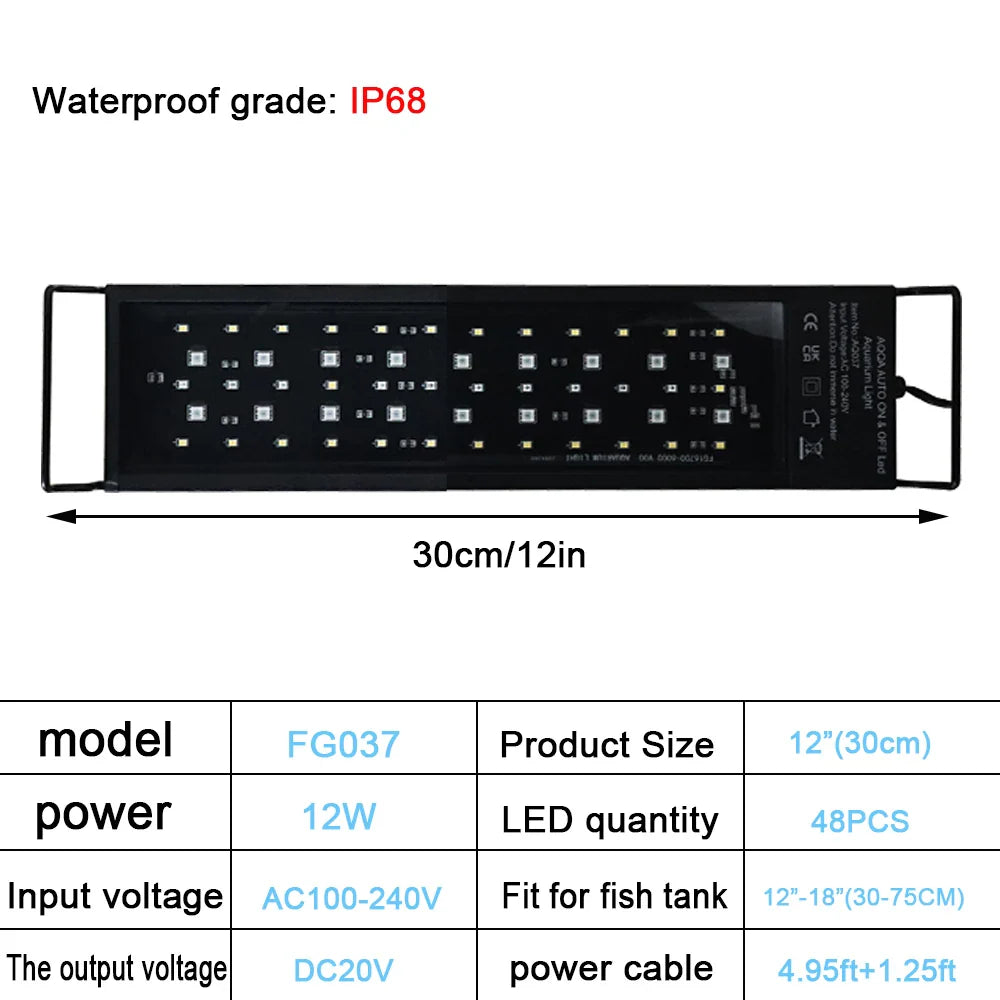 24/7 Full Spectrum Aquarium LED Light – Adjustable Brightness with Timer for Fish Tanks & Aquariums Decoration