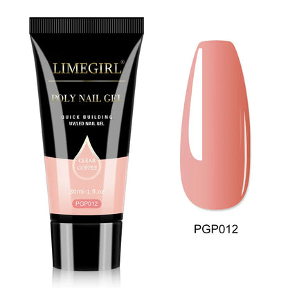 LIMEGIRL 30ml Nail Extension Gel – Glitter Soak-Off Acrylic UV Poly Gel for Quick Nail Build & Manicure