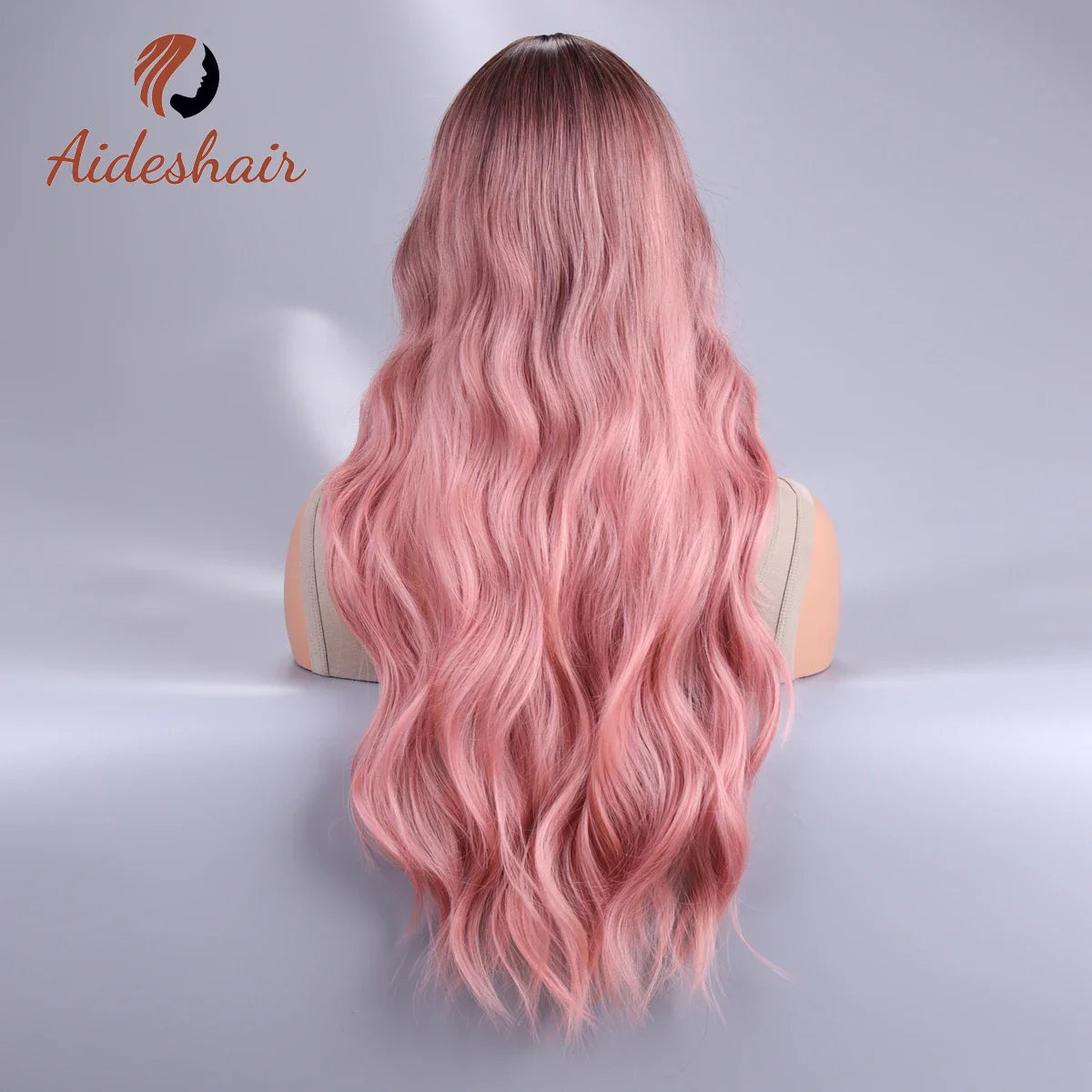 Long Body Wave Ombre Black Pink Cosplay Wigs: Heat Resistant Synthetic Wigs with Middle Part - Natural Lolita Wigs for Women
