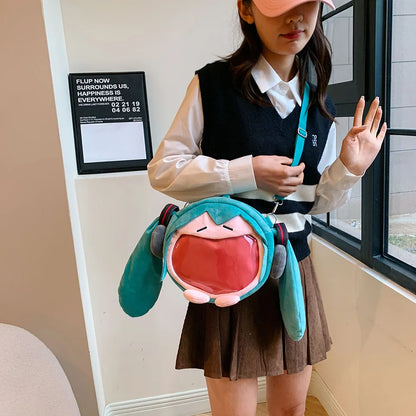 Anime Hatsune Miku Q Version Kawaii Shoulder Bag – Transparent Doll Plush Toy Backpack, Perfect Christmas Gift