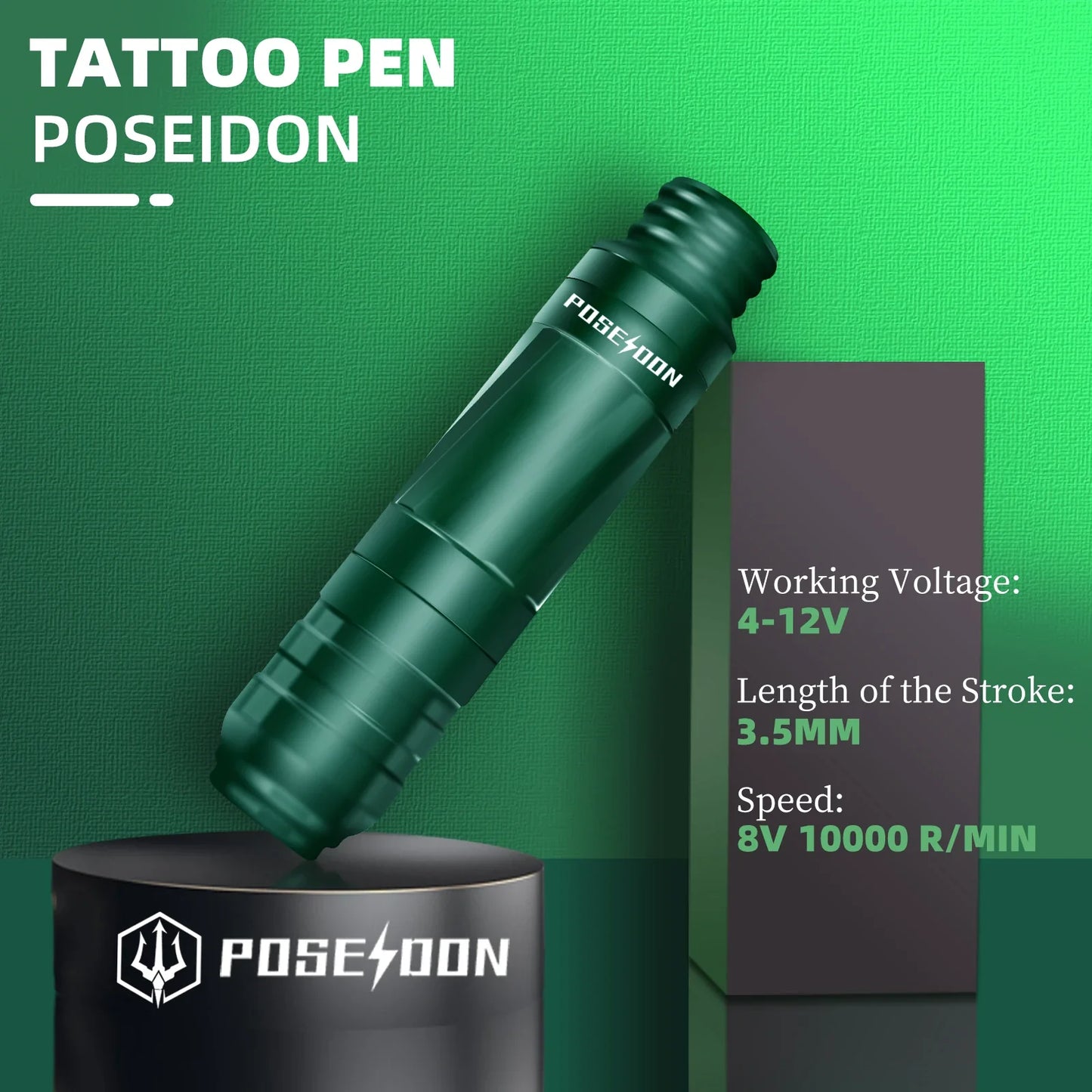 POSEIDON Tattoo Pen Kit – Rotary Electric Tattoo Gun with Power Supply & RCA Interface for Professional Tattoo Artists