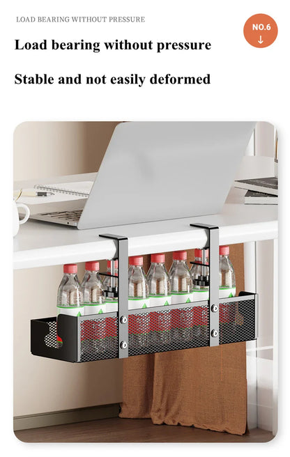 No-Drill Extendable Under Desk Cable Management Tray | Retractable Power Strip & Cord Holder with Clamp