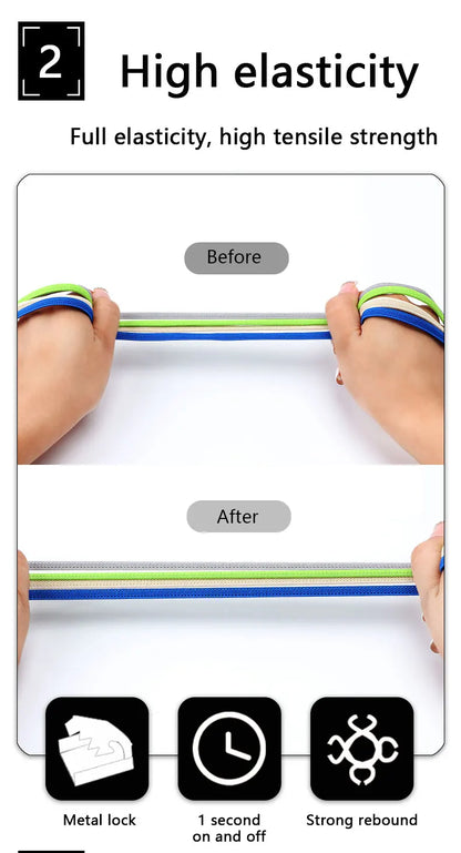 No-Tie Elastic Shoelaces – One Size Fits All Sneakers for Adults & Kids, Flat Tieless Shoestrings