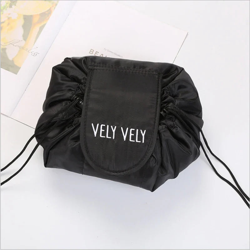 Women’s Drawstring Cosmetic Bag — Portable Waterproof Travel Makeup Organizer & Toiletry Beauty Pouch