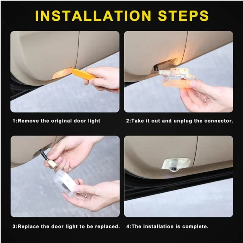 2PCS Car LED Door Projector Lights – Ghost Shadow Courtesy Lamp for Nissan Patrol Y62 2012–2021, Car Door Welcome Logo Accessories