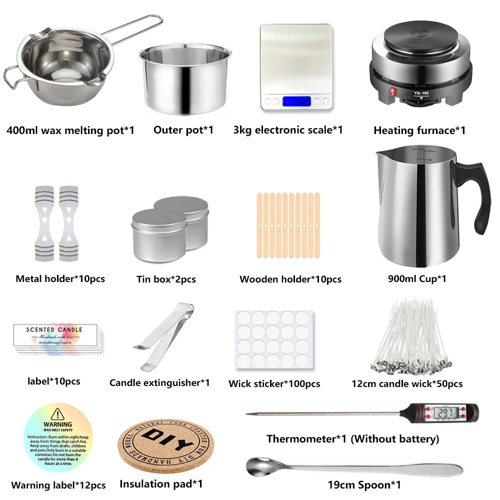 Candle Making Kit – Pouring Pot, DIY Supplies & Tools for Handmade Wax Candles, Includes Wax Melting Hot Plate
