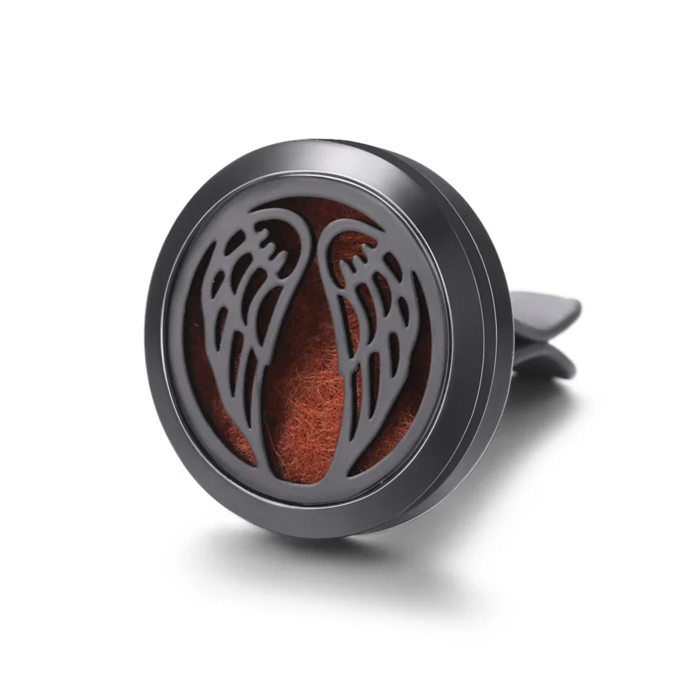All-Black Tree of Life Car Air Freshener – Stainless Steel Aromatherapy Essential Oil Diffuser Locket Pendant