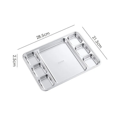 Gold Stainless Steel Divided Dining Plate – Compartment Food Serving Tray Kitchen Tableware