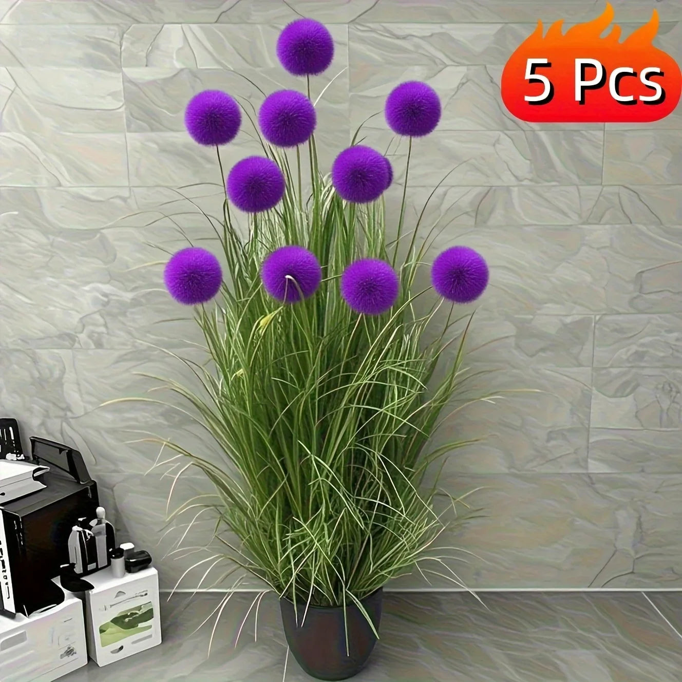 Purple Bulbous Artificial Grass Plants – Decorative Faux Greenery for Home, Festival, Party & Courtyard Garden Decor