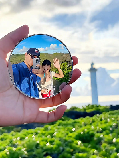 Portable Mini Travel Round Mirror Wide-Angle Reflective Spherical Mirror for Photos & Selfies