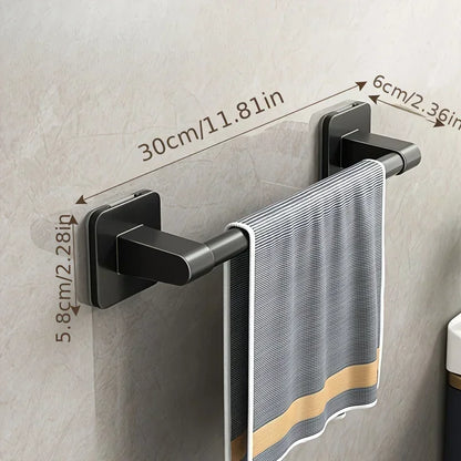6-Piece Self-Adhesive Bathroom Towel Rack Set – No-Drill Towel Holder Hooks & Shelf