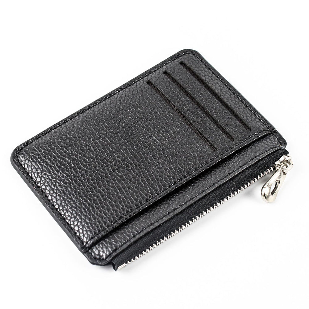 Mini Slim Zipper Card Wallet for Men — Portable Ultra-Thin Black Purse for ID, Bank & Credit Cards