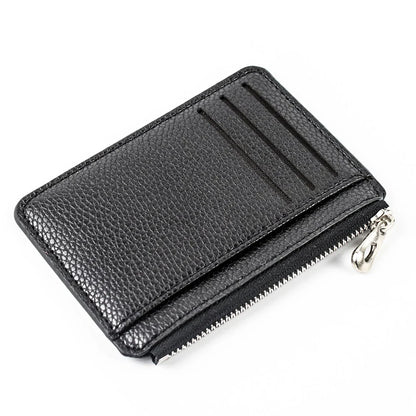 Mini Slim Zipper Card Wallet for Men — Portable Ultra-Thin Black Purse for ID, Bank & Credit Cards