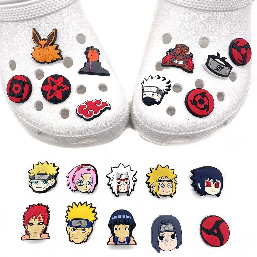 20Pcs Naruto Anime Shoe Charms – Kawaii PVC Badges for Sandals, DIY Accessories & Kids Christmas Gift