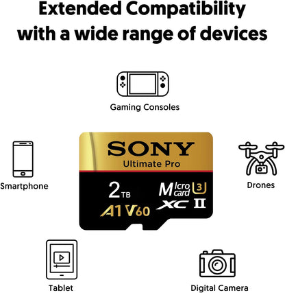 SONY High-Speed TF/SD Memory Card — 2TB/1TB/512GB/256GB Large Capacity for Phone, Camera & Dash Cam