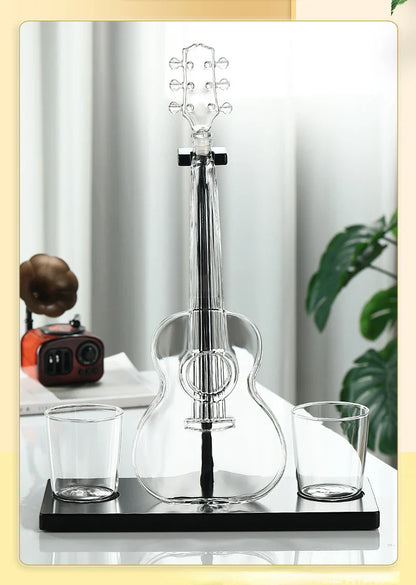 High Borosilicate Glass Wine Decanter – Guitar & Violin Shaped Thickened Transparent Bottle, Decorative Craft Wine Set