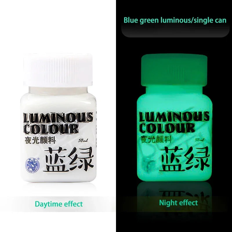 58ML Fluorescent Acrylic Luminous Pigment - Glow-in-the-Dark Paint for DIY, Festival, Party & Wall Decoration