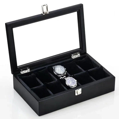 Wood Watch Box Organizer with Glass Window — Luxury Wooden Display Case & Storage Holder for Men’s Watches