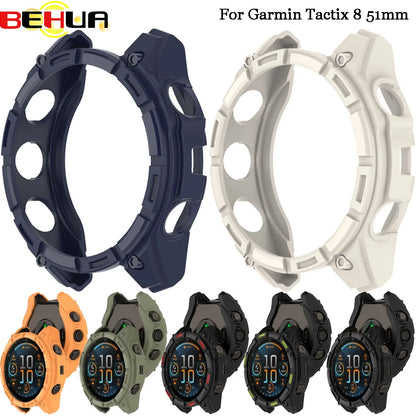 BEHUA Soft TPU Protective Case for Garmin Tactix 8 51mm — Lightweight Hollow Replacement Watch Shell Cover