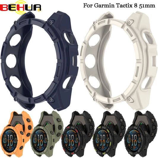 BEHUA Soft TPU Protective Case for Garmin Tactix 8 51mm — Lightweight Hollow Replacement Watch Shell Cover